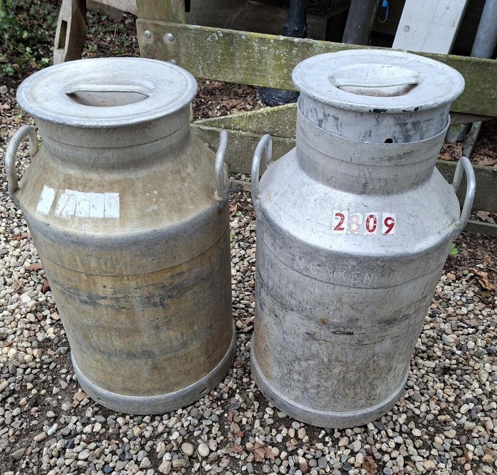 2 aluminium melkbussen 40L, Tuin en Terras, Ophalen, Gebruikt
