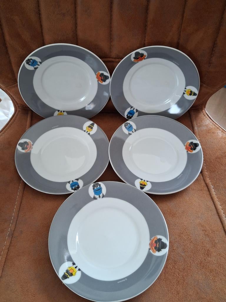 5x Porseleinen Sesamstraat Bordjes Bert, Ernie, Koekiemonste, Ophalen of Verzenden