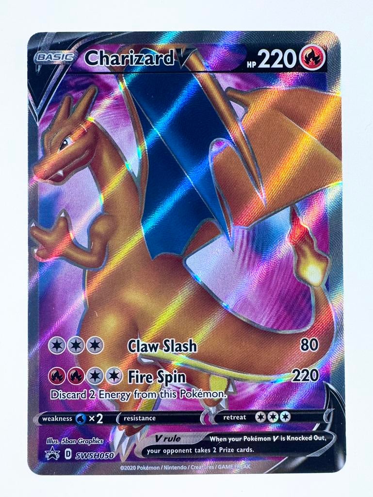 Pokemon Charizard SWSH050 Promo Full Art, Ophalen of Verzenden, Zo goed als nieuw, Losse kaart, Foil