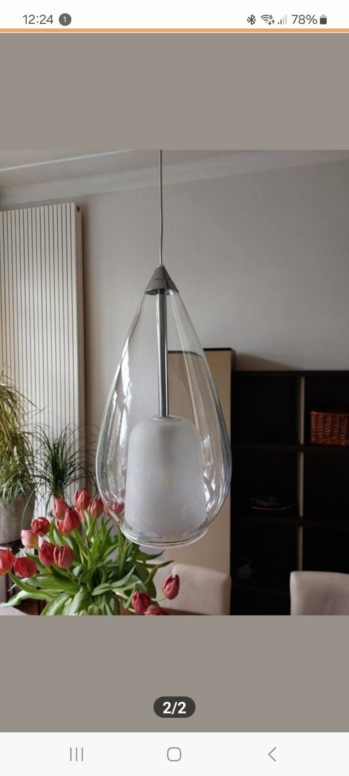 Eettafellamp langwerpig 5 lampen of salontafel rond 3 lampen, Ophalen, Zo goed als nieuw, Glas, 75 cm of meer