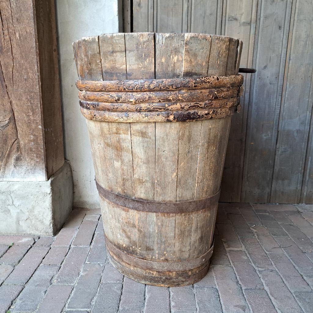 Oude brocante Franse houten druiven plukmand mand *Etage3*, Gebruikt, ., Ophalen of Verzenden, .
