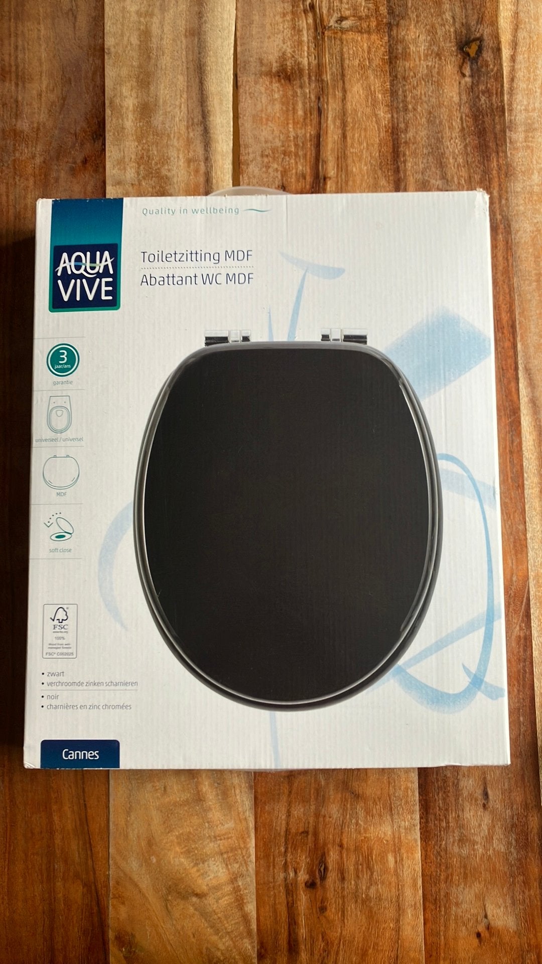 Aquavive WC-bril Cannes - Softclose - Verstelbaar - Zwart, Ophalen, Nieuw, Zwart, Toilet-accessoire