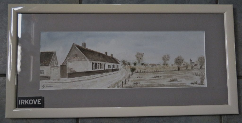 AQUAREL HUIS IN DE BOCHT * In Lijst *, Verzenden, Landschap, Papier, Achter glas