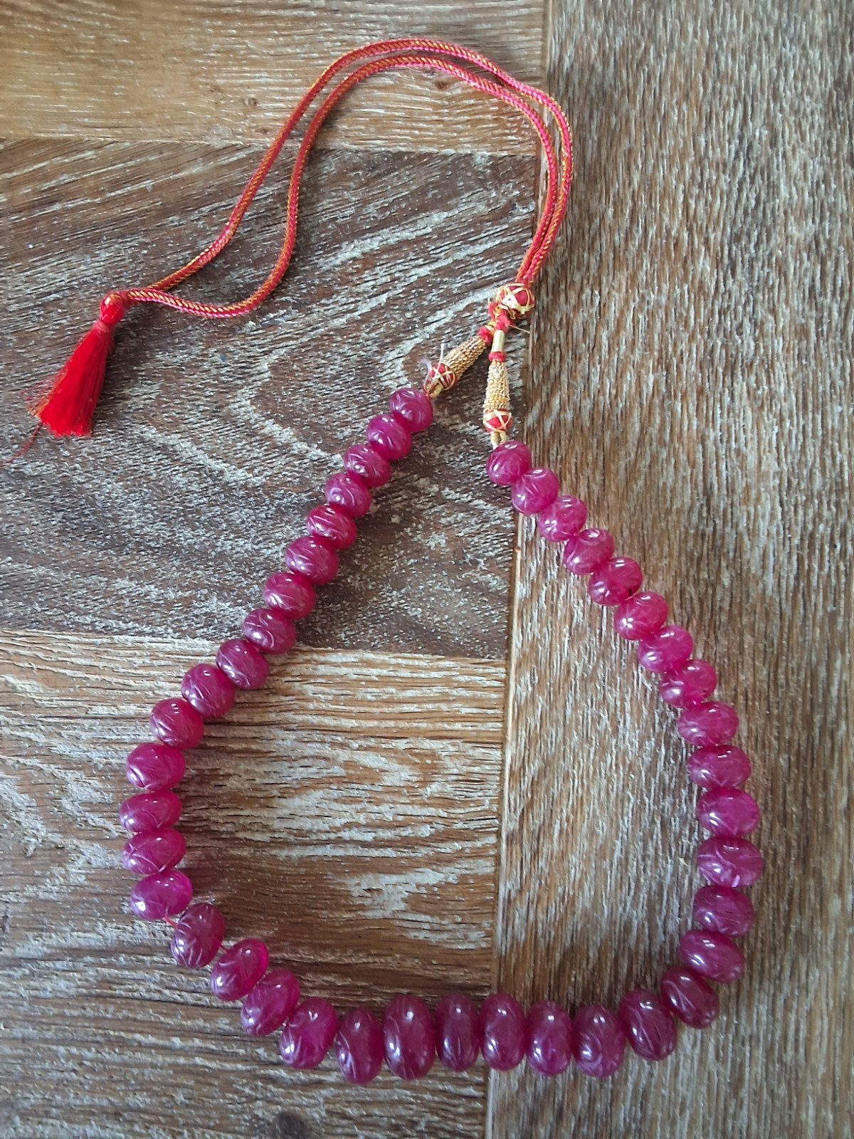 Handgemaakte Rode Kralen Ketting, Ophalen of Verzenden, Zo goed als nieuw, Rood, Overige materialen