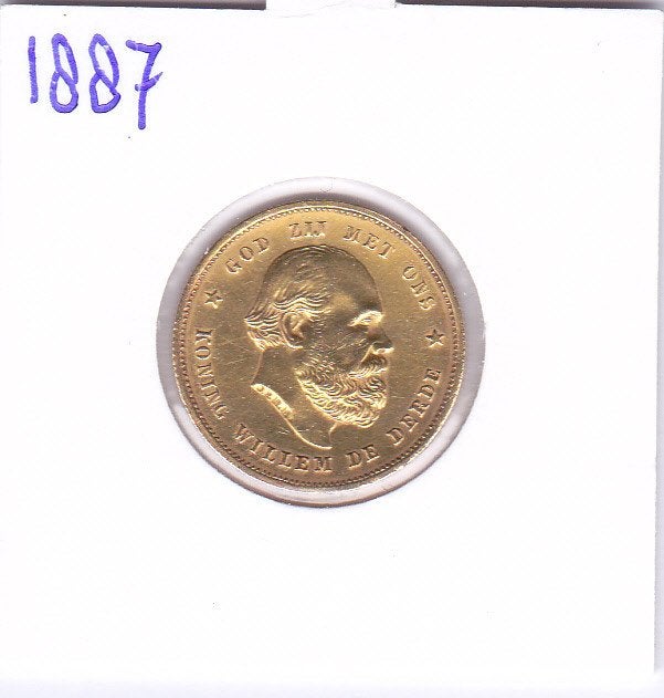 Schaarse 10 gulden 1887 Willem 3 voor 835 euro, Postzegels en Munten, Munten | Nederland, Losse munt, 10 gulden, Koning Willem III