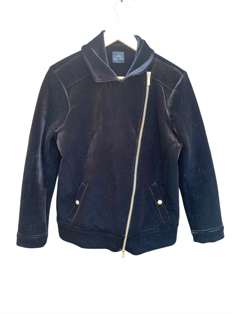 Fluwelen Bikerjack Armani Exchange vrouwen model, Ophalen of Verzenden, Zo goed als nieuw, Zwart