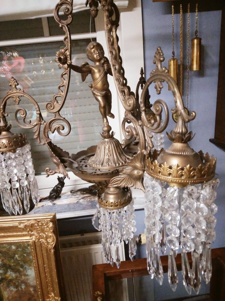 Hang lamp met engel  brons, Ophalen