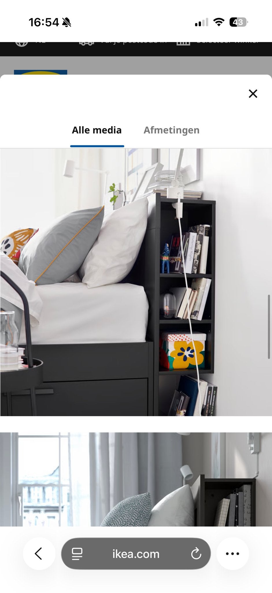 IKEA MALM Bedframe met opbergruimte en hoofdeinde, Gebruikt, Zwart, Tweepersoons, Ophalen of Verzenden