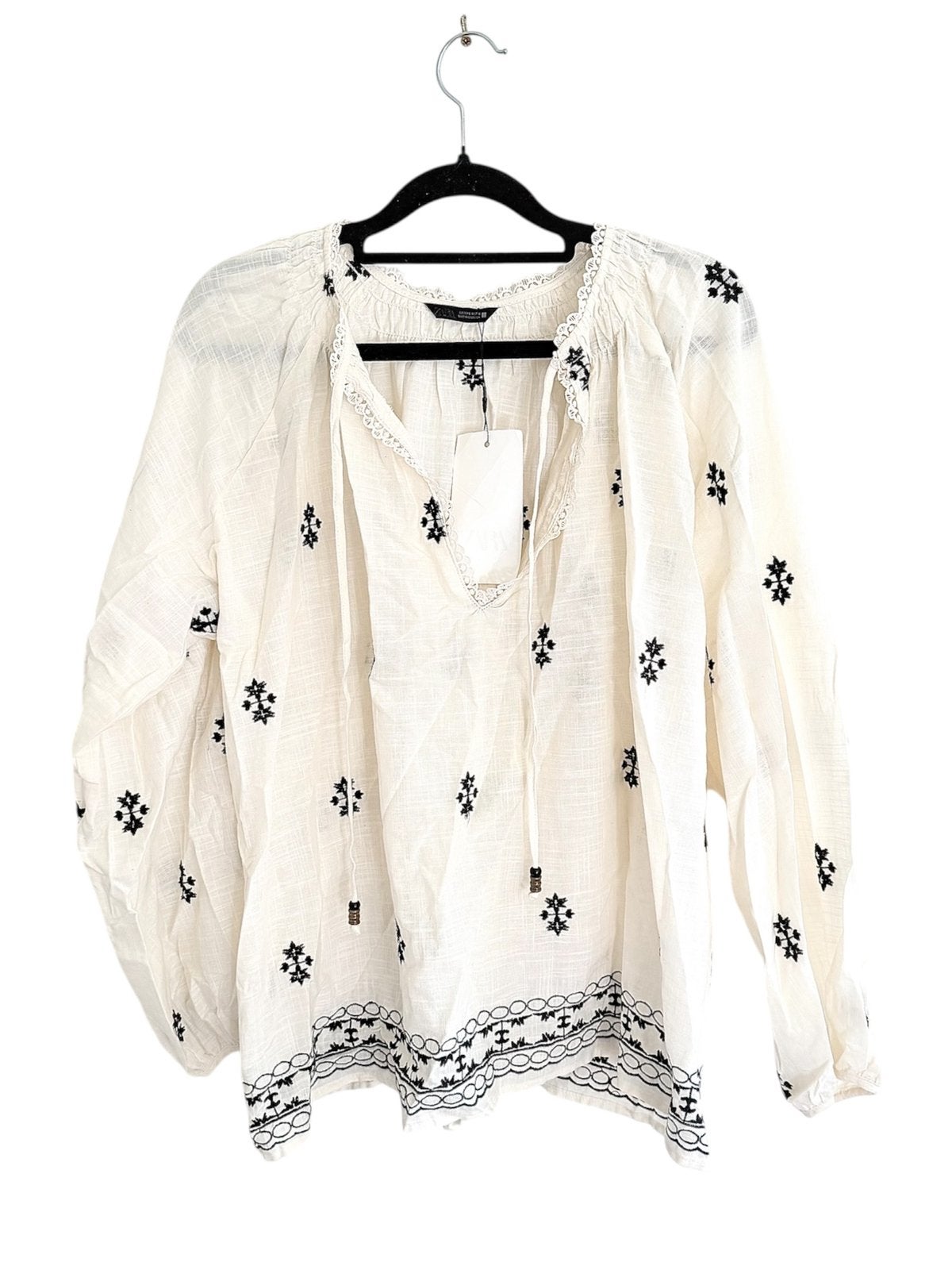 Creme blouse ZARA katoen nieuw met label, Kleding | Dames, Ophalen of Verzenden, Nieuw, Maat 42/44 (L), Beige