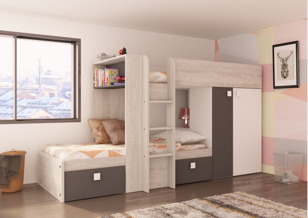 Maxim Multifunctioneel Stapelbed - 90x200 - Antraciet, Niet ingevuld, Niet ingevuld, Niet ingevuld