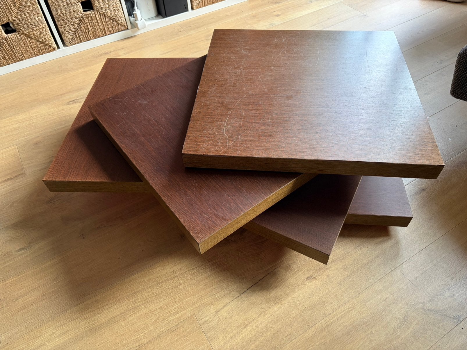 Vintage Ligne Roset Swivel cocktail coffee salontafel, Ophalen, 50 tot 100 cm, Vierkant, 50 tot 100 cm