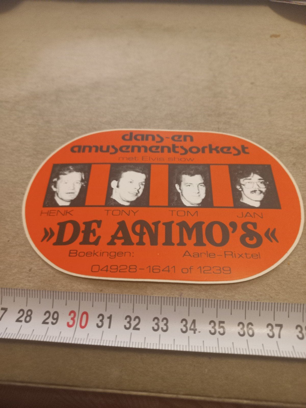Vintage Sticker Dans- en Amusementsorkest De Animo's, Verzamelen, Ophalen of Verzenden, Gebruikt, Overige typen