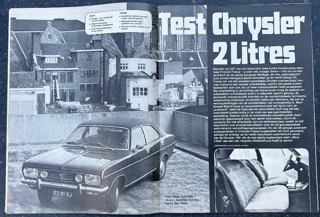 Chrysler 2 litres test in Autovisie 1973, Gelezen, Ophalen of Verzenden, Overige merken, Autovisie