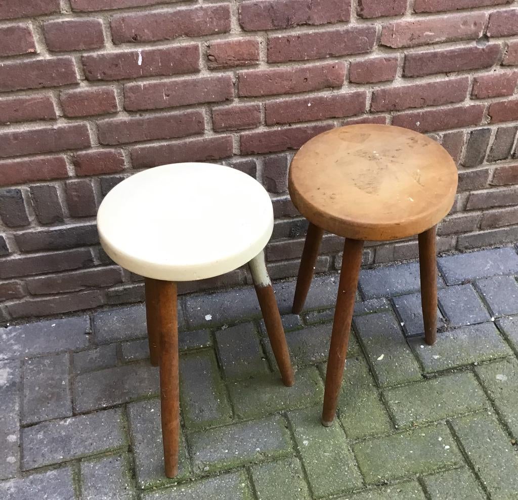 Vintage houten krukken, Ophalen of Verzenden, Gebruikt, Hout