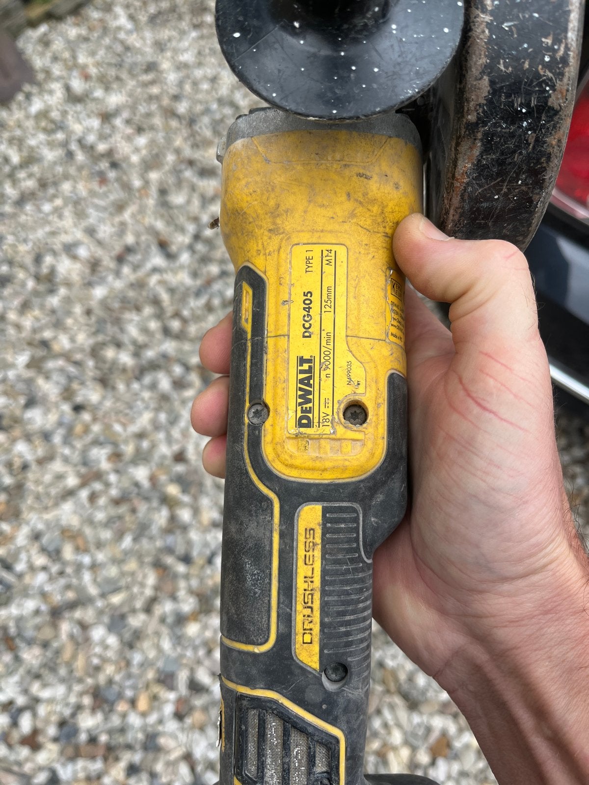 DeWalt DCG405 Haakse Slijpmachine 18V Brushless, Doe-het-zelf en Verbouw, Gereedschap | Slijpmachines, Ophalen of Verzenden, Gebruikt