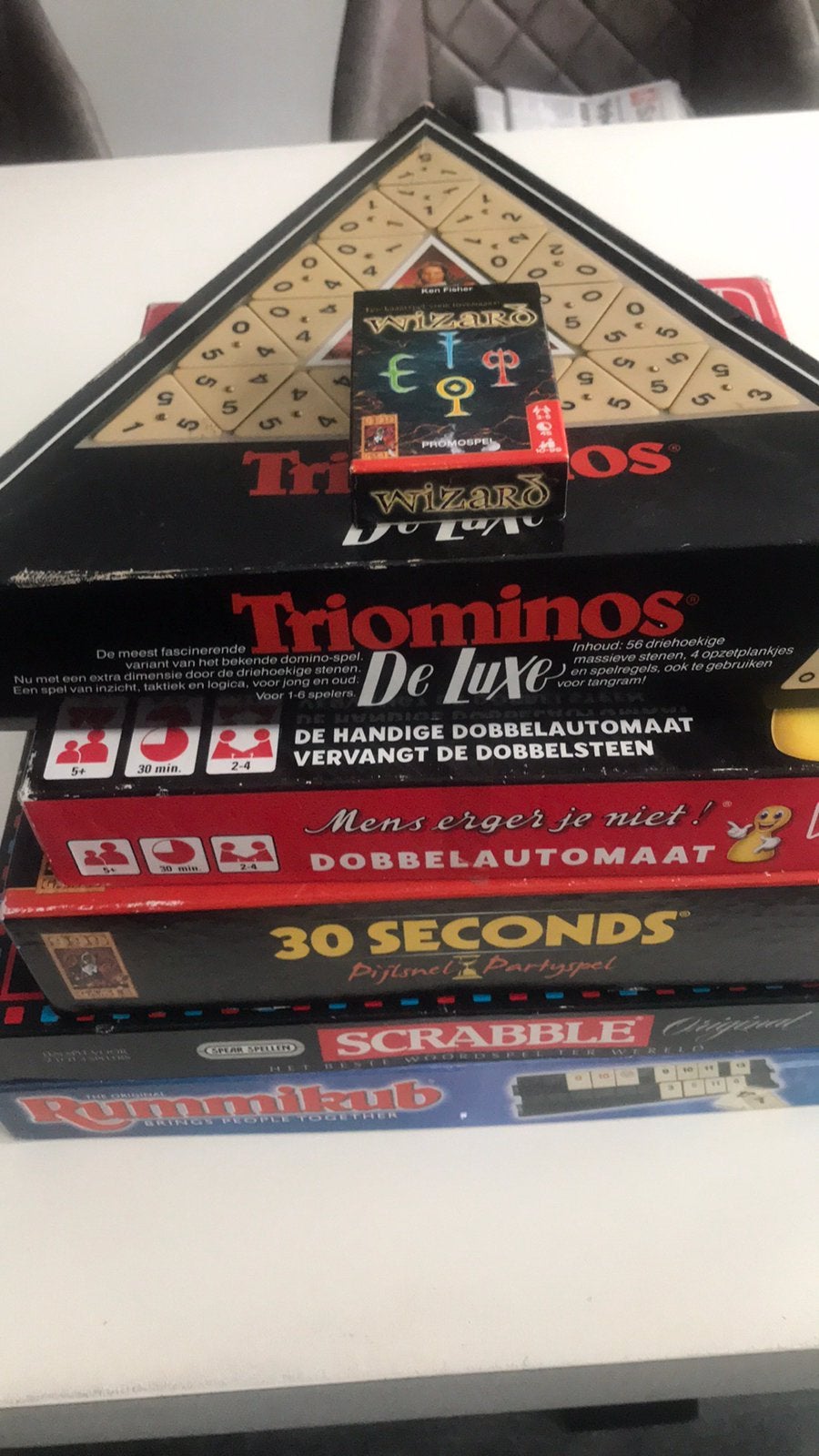 Rummikub scrabble 30 seconds mens erger je niet triominos', Hobby en Vrije tijd, Gezelschapsspellen | Bordspellen, Ophalen, Zo goed als nieuw
