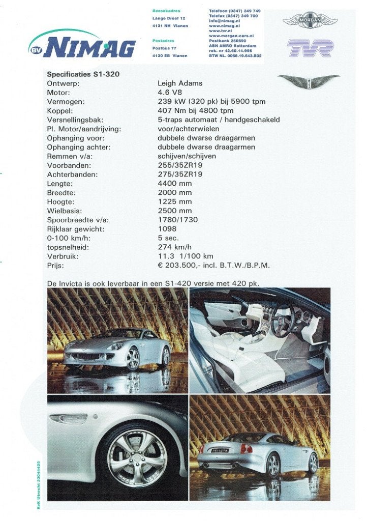 Folder Invicta S1-320 (ca.2005), Verzenden, Zo goed als nieuw, Overige merken