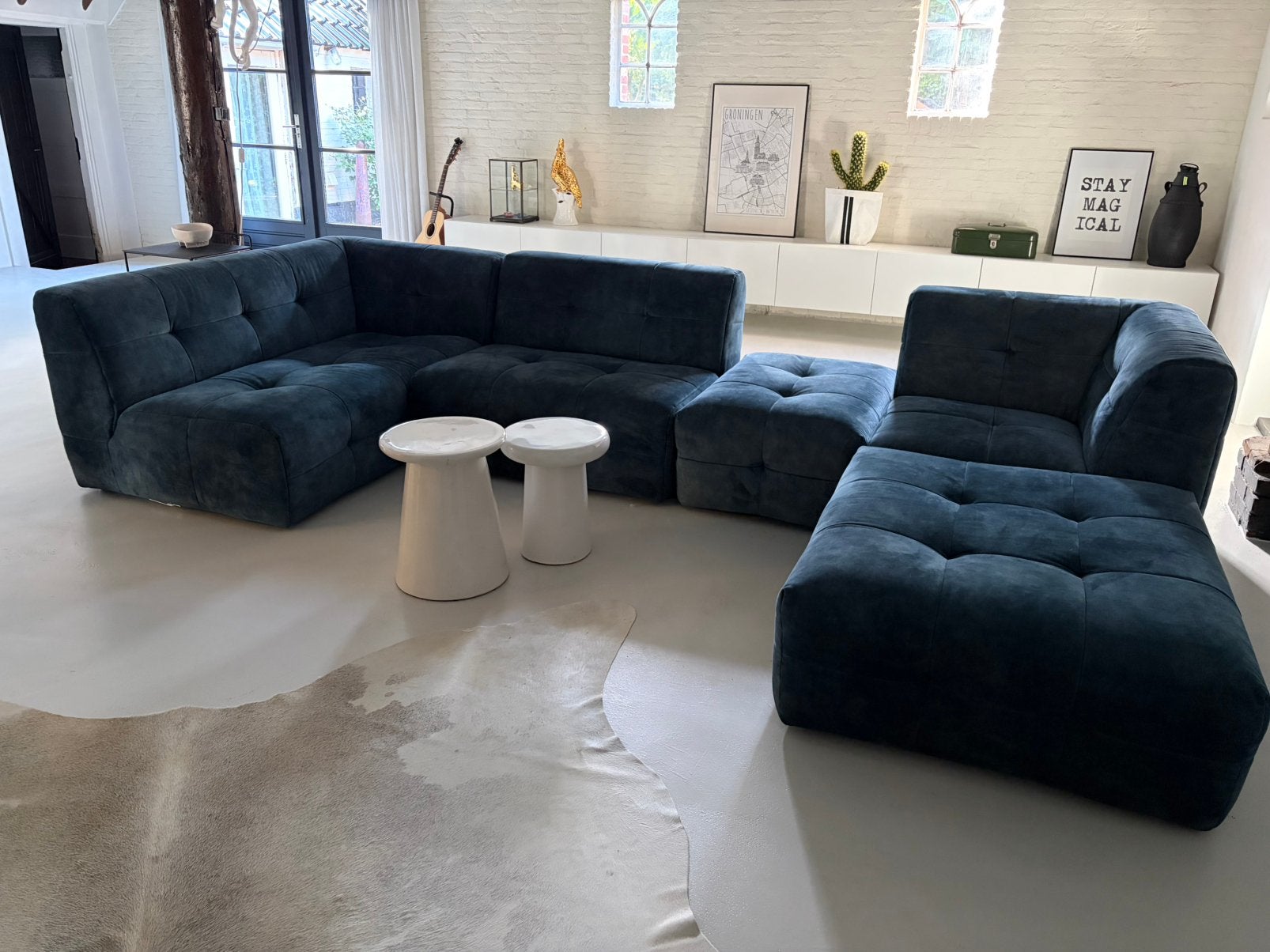 Modulaire elementen hoekbank, Ophalen, Zo goed als nieuw, Stof, Design