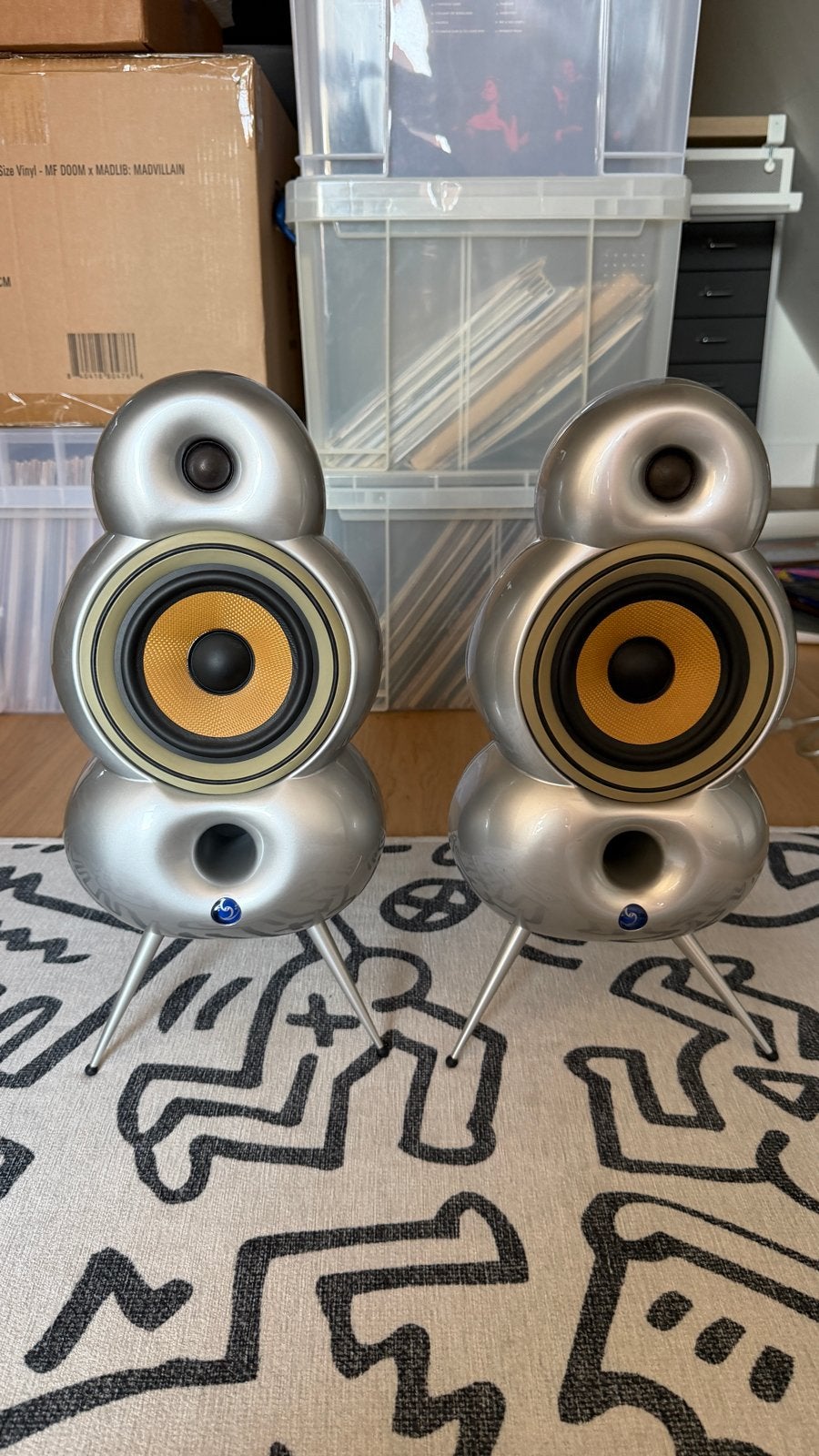 Blue Room MiniPod speakers – origineel paar, zilver, Audio, Tv en Foto, Luidsprekers, Stereo speakers, Gebruikt, 60 tot 120 watt