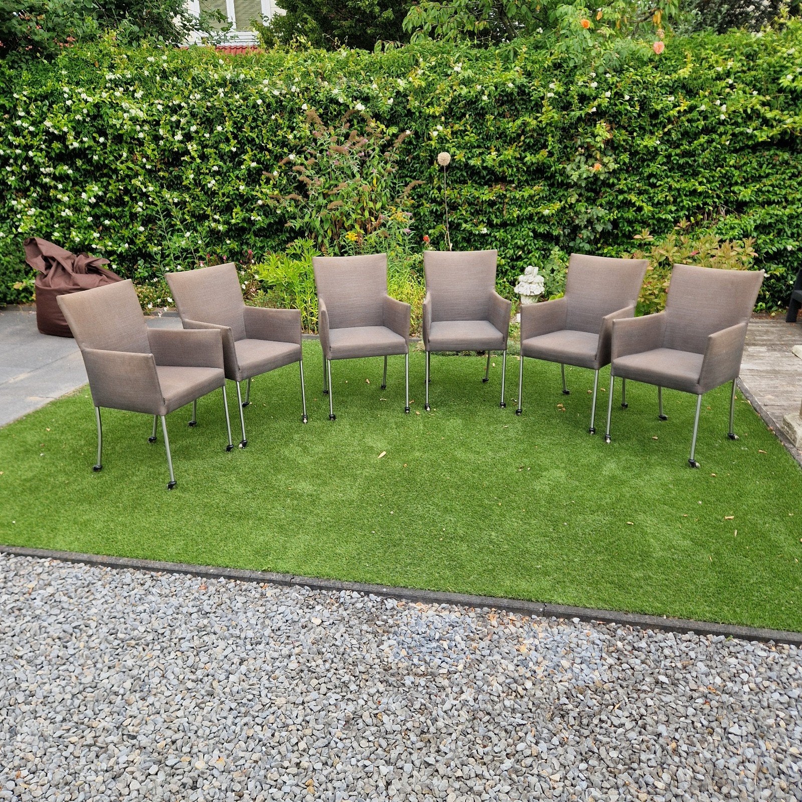 Bert Plantagie eetkamerstoelen 'Arc', Huis en Inrichting, Stoelen, Ophalen, Gebruikt, Bruin, Stof
