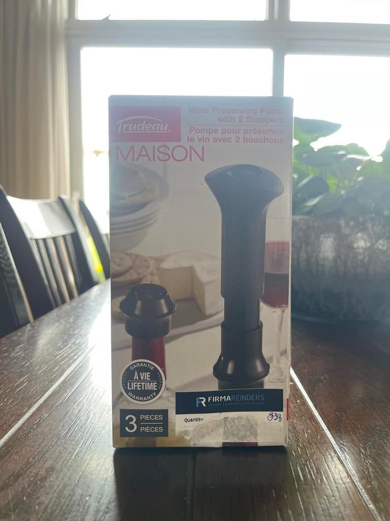 Trudeau Maison Wijn Vacuümpomp met 2 Stoppers, Huis en Inrichting, Keuken | Keukenbenodigdheden, Ophalen of Verzenden, Nieuw