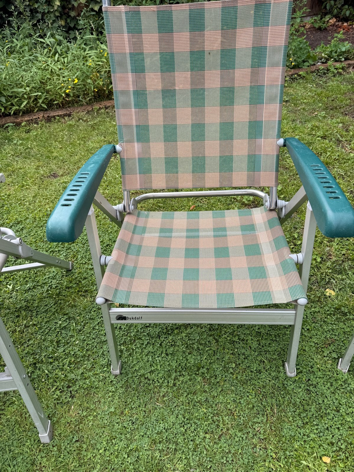 Set van 4 campingstoelen - geruit en gestreept, Ophalen, Gebruikt, Campingstoel