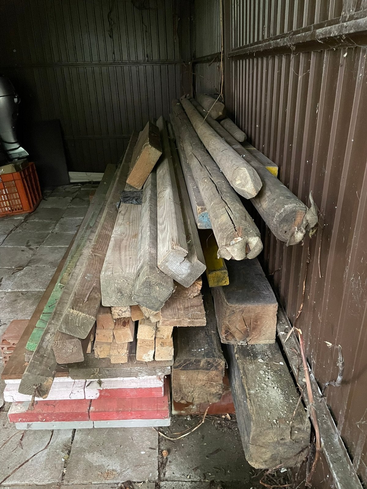 Partij hout incl balken en steigerplanken, Ophalen, Overige houtsoorten, 50 mm of meer, Balk