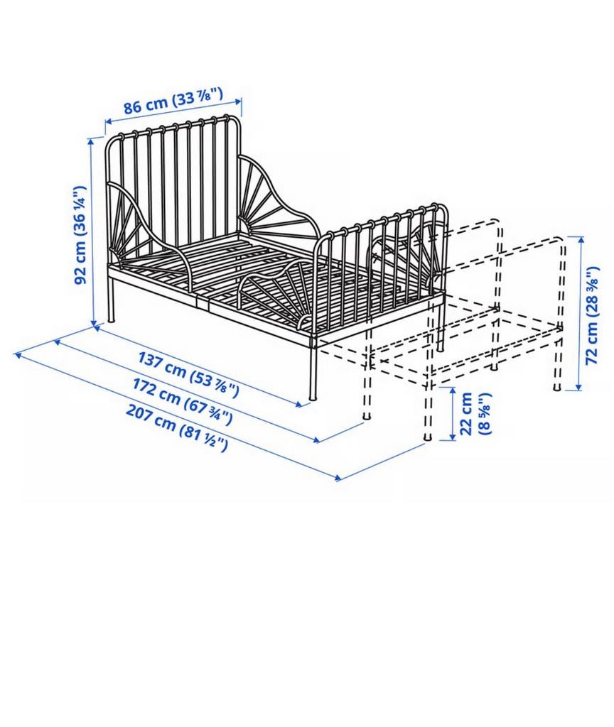 Ikea bed Minnen, Kinderen en Baby's, Kinderkamer | Bedden, Ophalen, Zo goed als nieuw, 180 cm of meer, 85 tot 100 cm