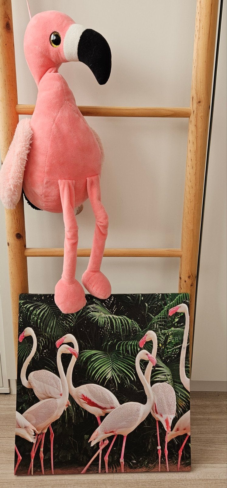 flamingo canvasdoek en flamingo knuffel, Ophalen of Verzenden, Zo goed als nieuw