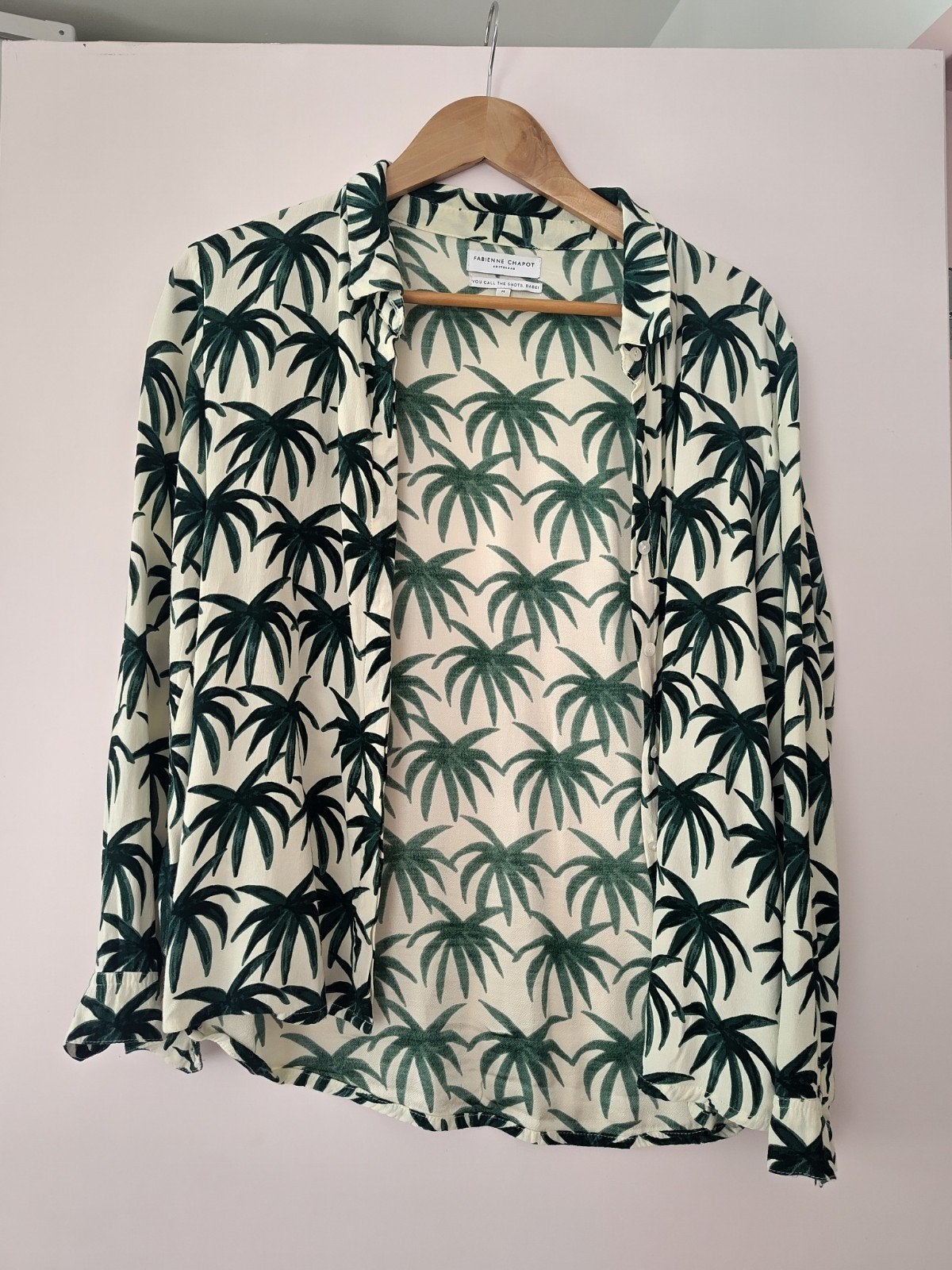 Fabienne Chapot blouse met palmboomprint, wit/groen, Maat 38/40 (M), Ophalen of Verzenden, Zo goed als nieuw, Fabienne Chapot