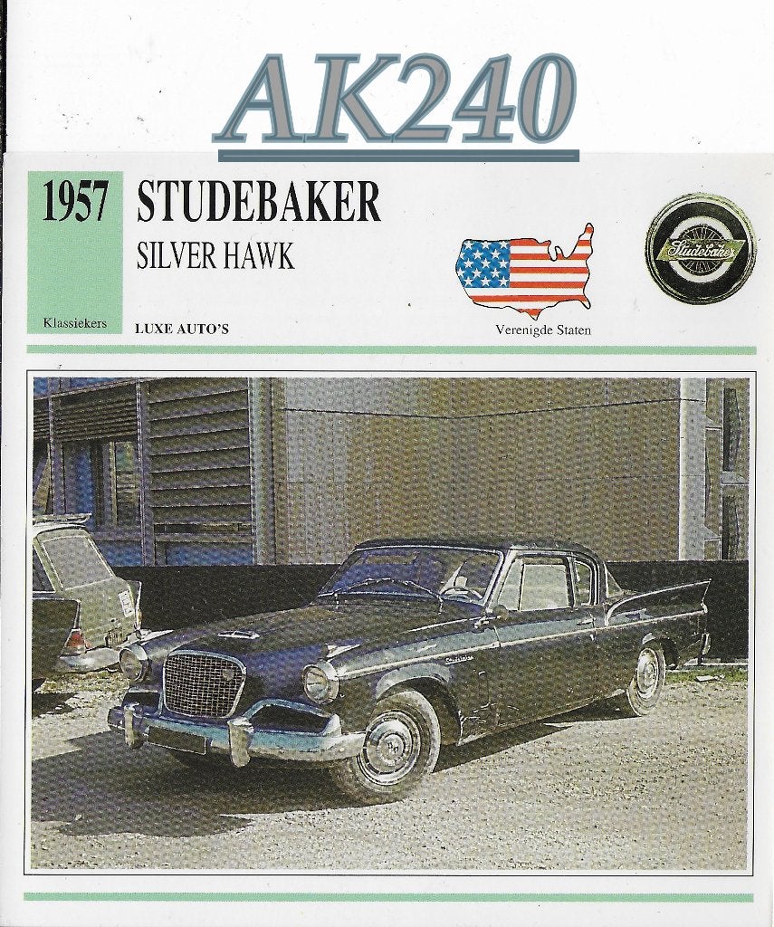 Ak240 autokaart studebaker silver hawk ( 1957 ), Ophalen of Verzenden, Zo goed als nieuw, Auto's