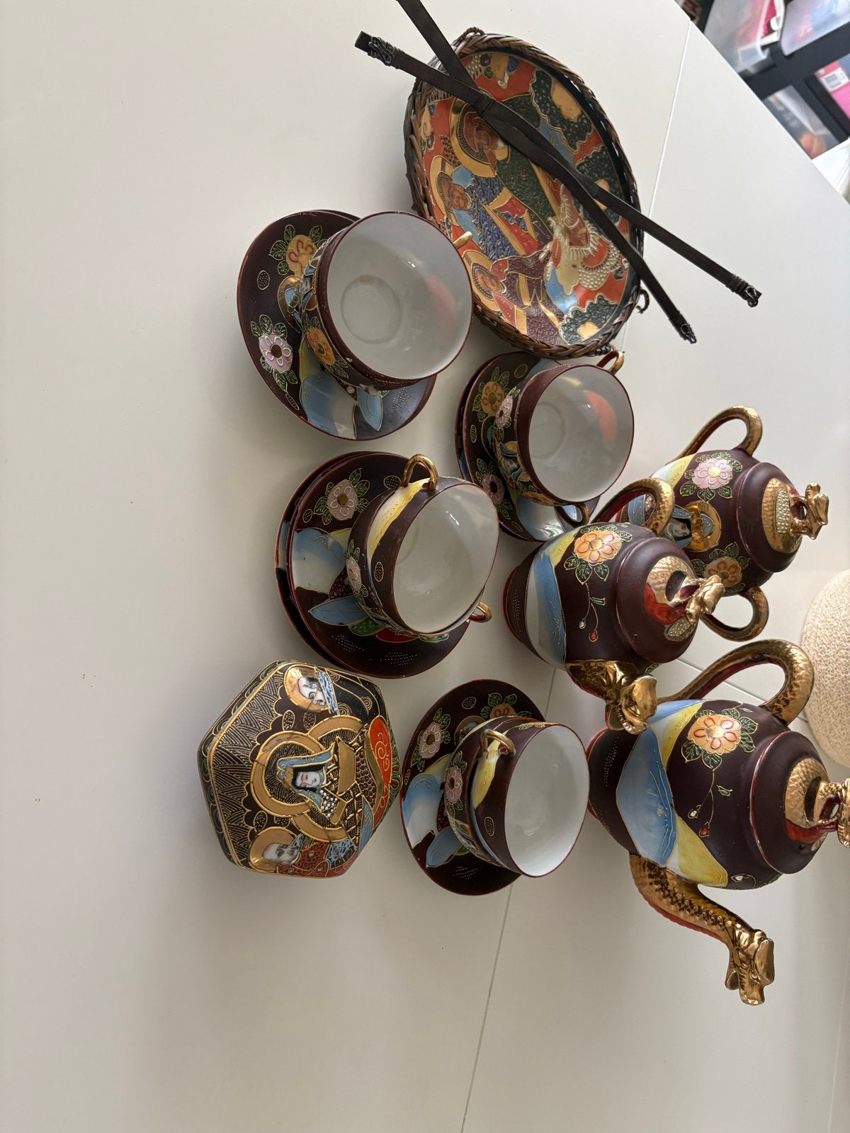 Vintage Japans Satsuma draken theeservies - 20-delig, Ophalen of Verzenden