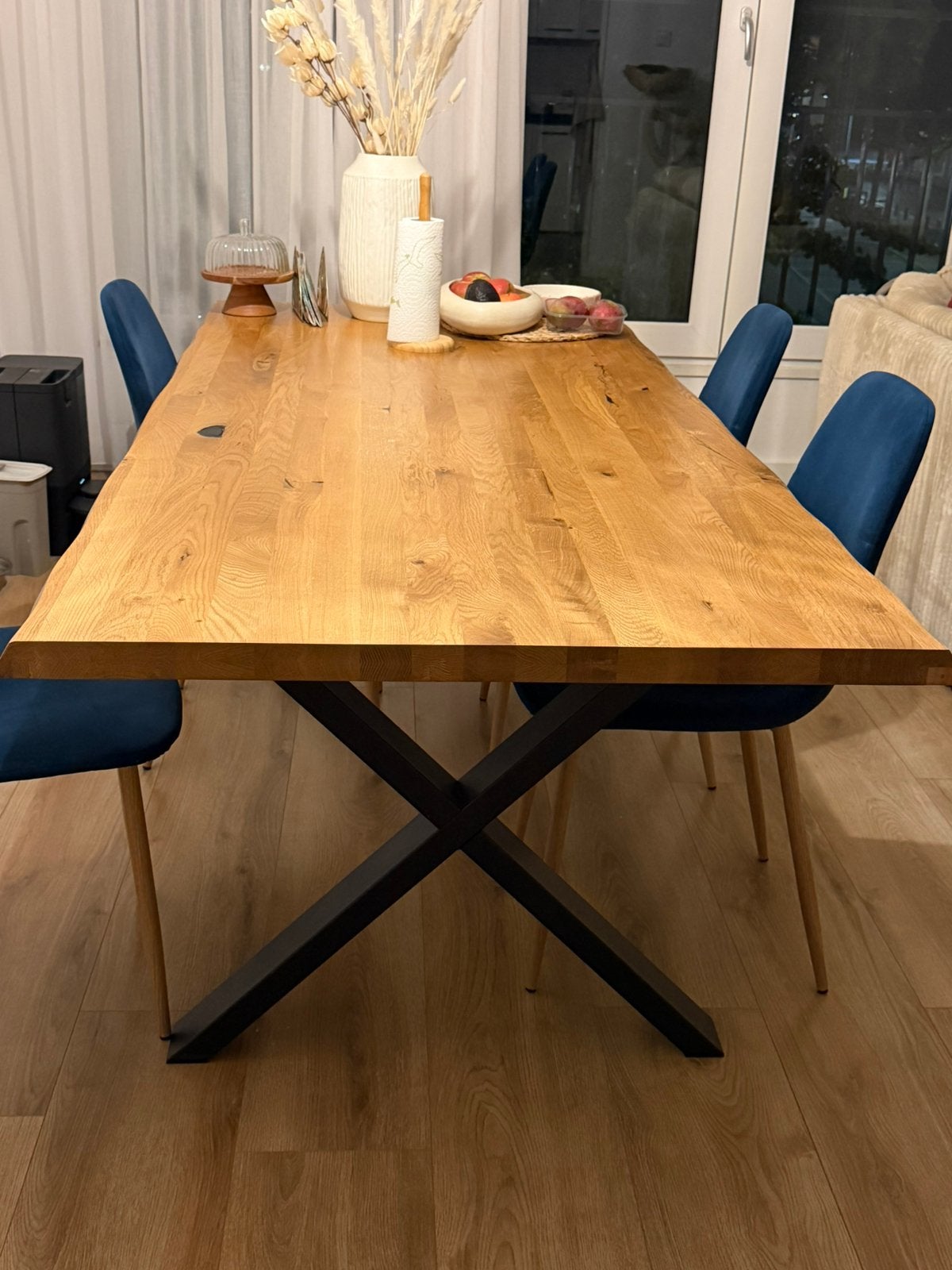 Eetkamer tafel met 4 stoelen, Huis en Inrichting, Zo goed als nieuw, 150 tot 200 cm, Rechthoekig, 50 tot 100 cm