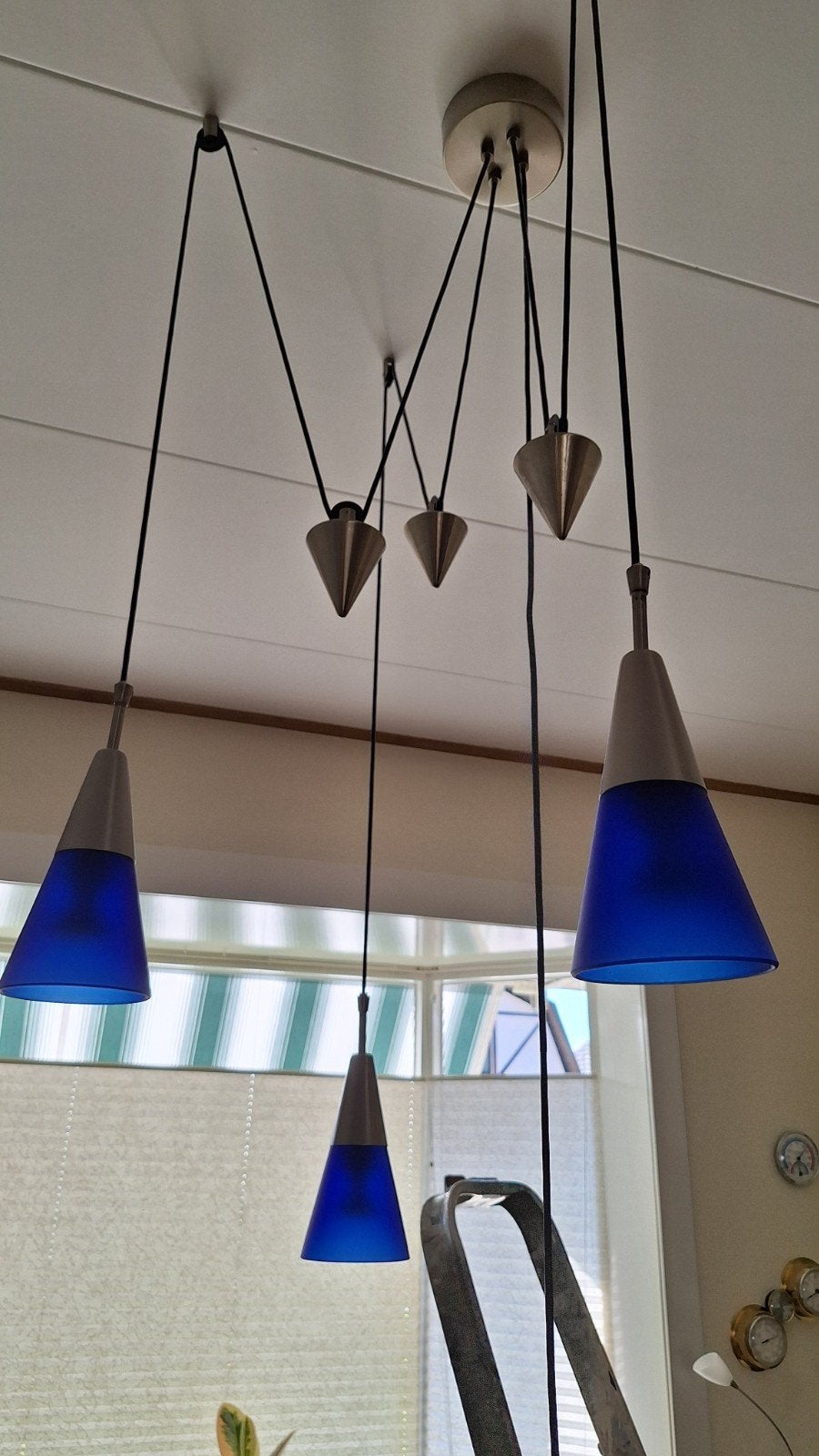 4 delige in hoogte verstellende hanglamp met 4 rvs gewichten, Huis en Inrichting, Lampen | Hanglampen, Ophalen