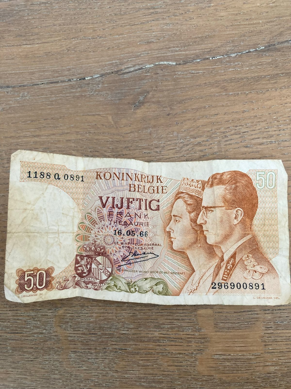 Zeldzaam Belgisch 50 Frank biljet uit 1966, Ophalen of Verzenden, Los biljet