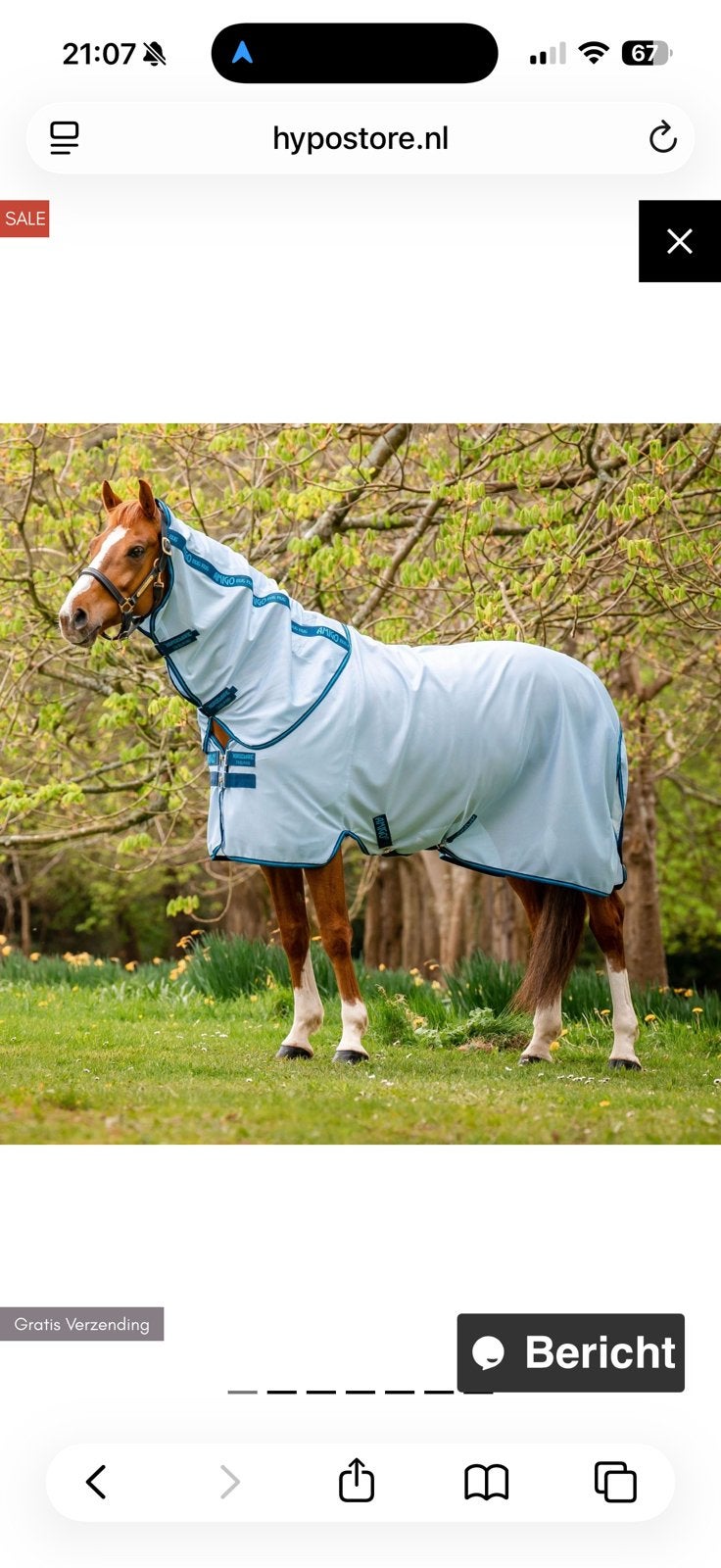 Amigo bug rug vliegendeken met hals, Ophalen of Verzenden, Zo goed als nieuw, Blauw, Vliegendeken