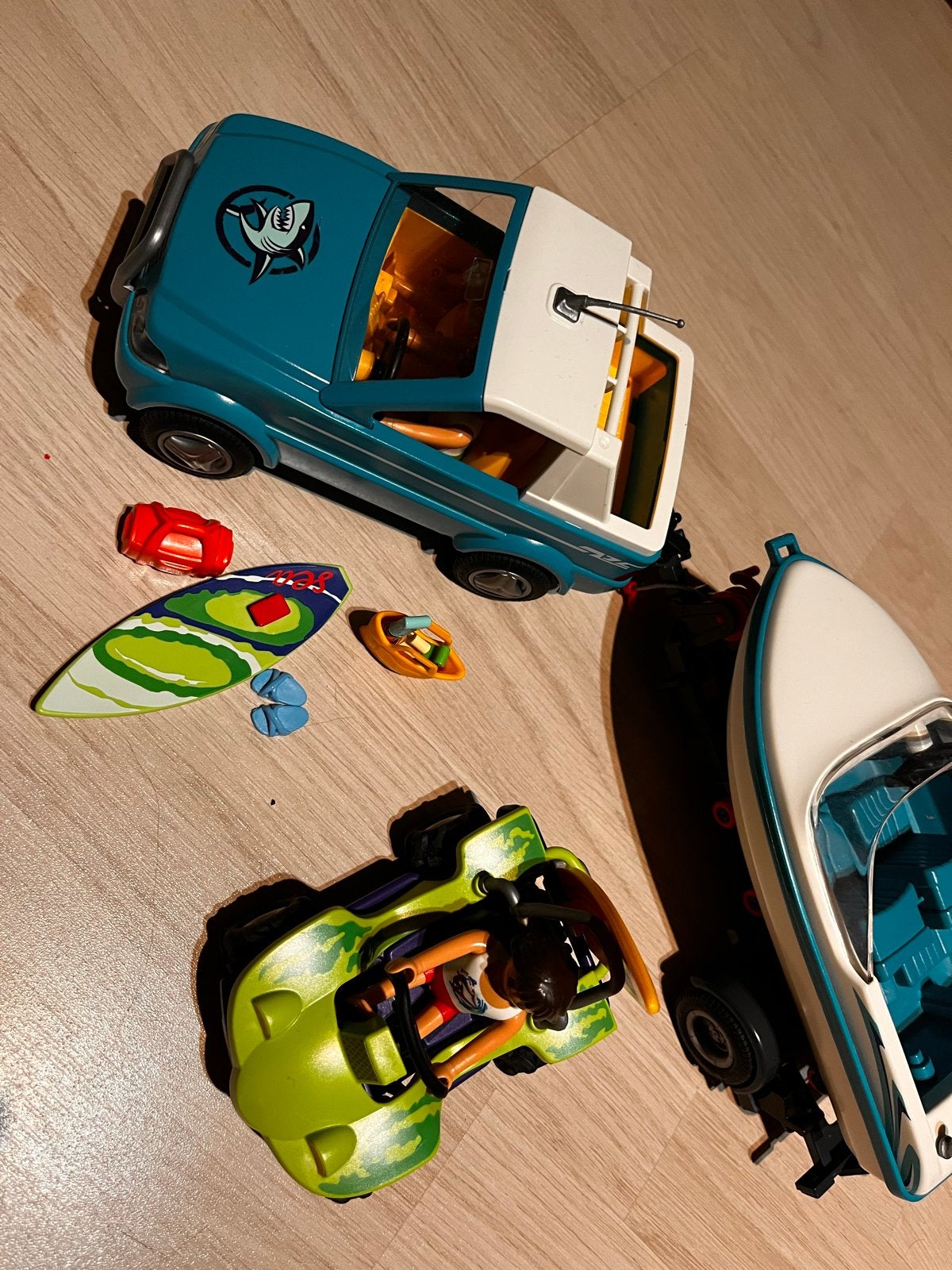 Playmobil auto met boot en kart, Ophalen of Verzenden, Gebruikt