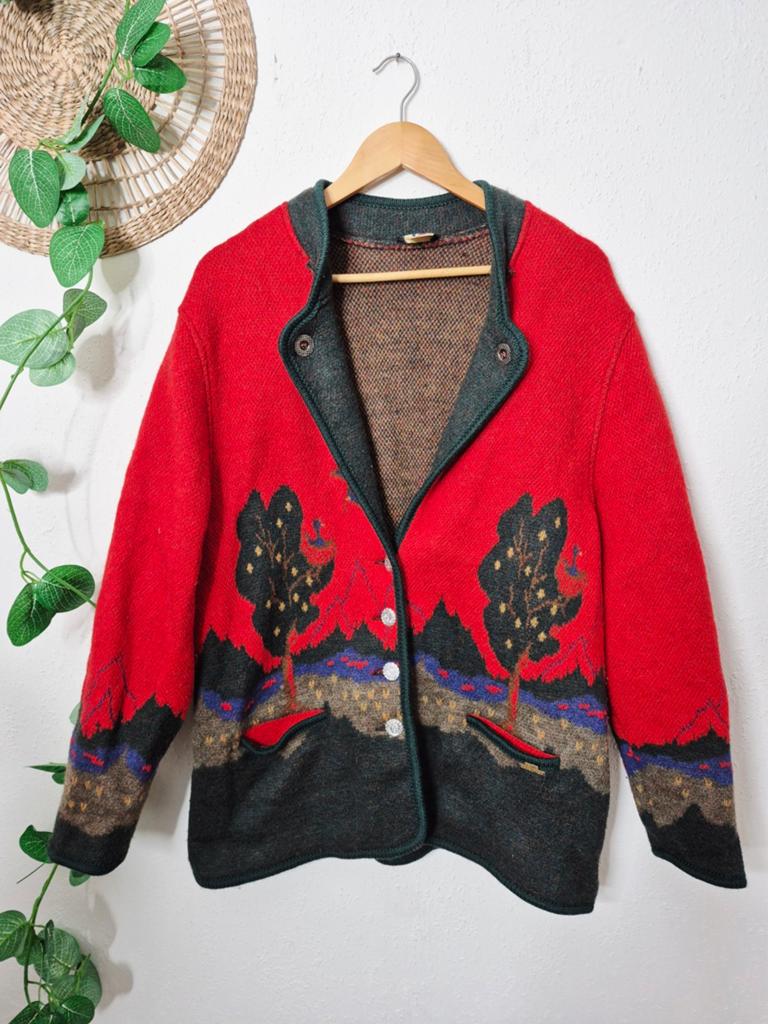Vintage wollen Tirol Dolomiten vest/blazer S/M, Dolomiten, Ophalen of Verzenden, Zo goed als nieuw, Maat 38/40 (M)