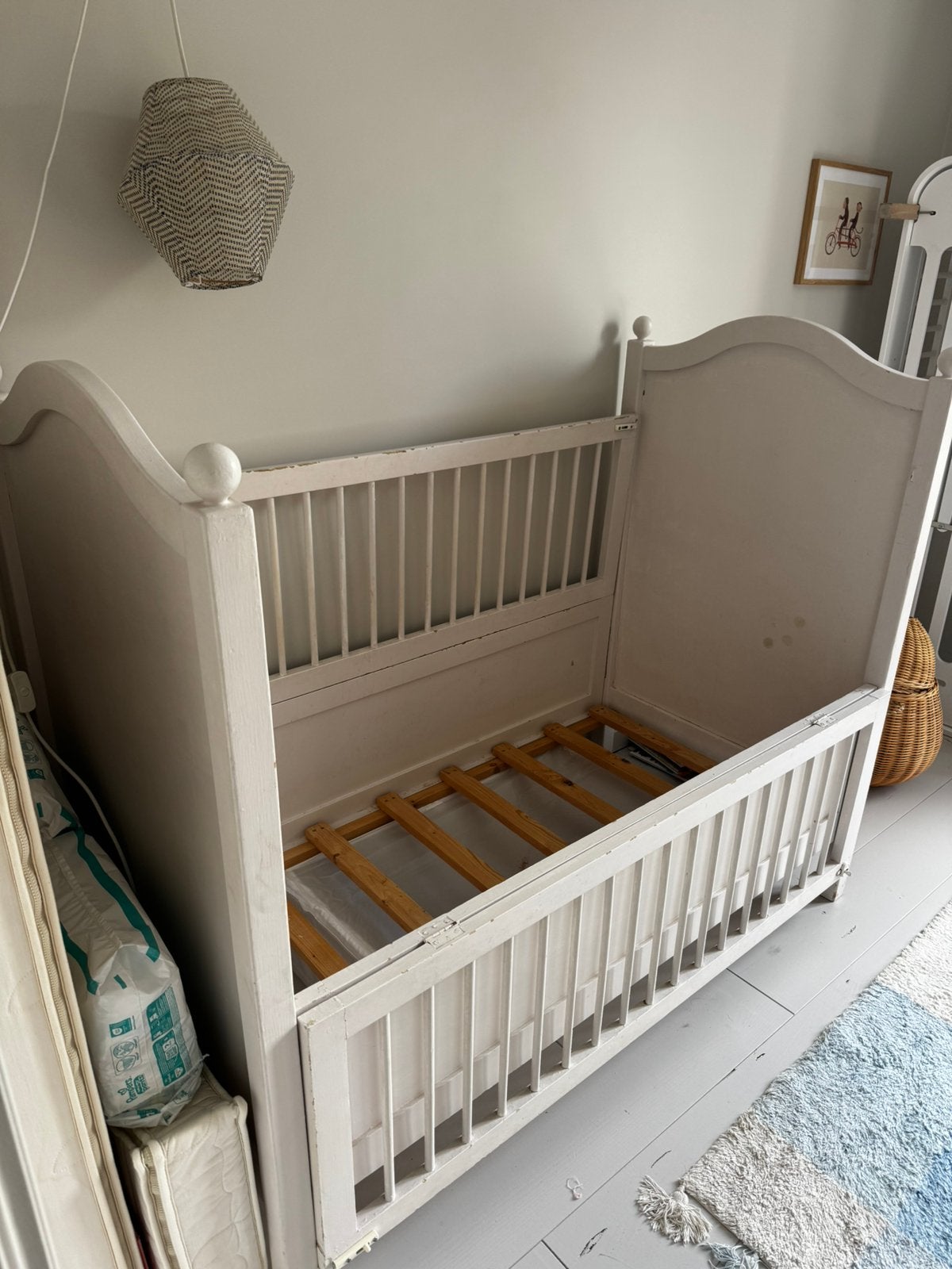 Brocante kinderbed ledikant, Kinderen en Baby's, Kinderkamer | Bedden, Ophalen of Verzenden, Gebruikt, Minder dan 140 cm, Minder dan 70 cm