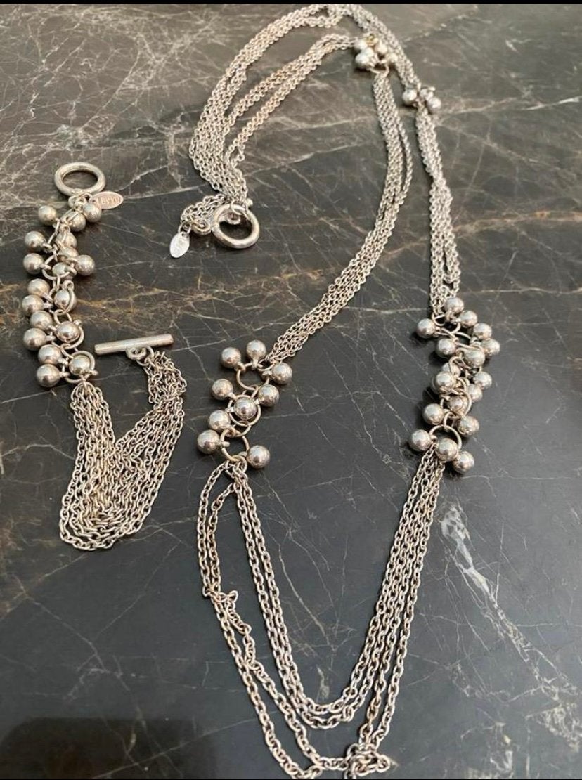 Vintage elegante LBVYR gemerkte set: ketting & armband, Ophalen of Verzenden, Zo goed als nieuw, Zilver, Overige materialen