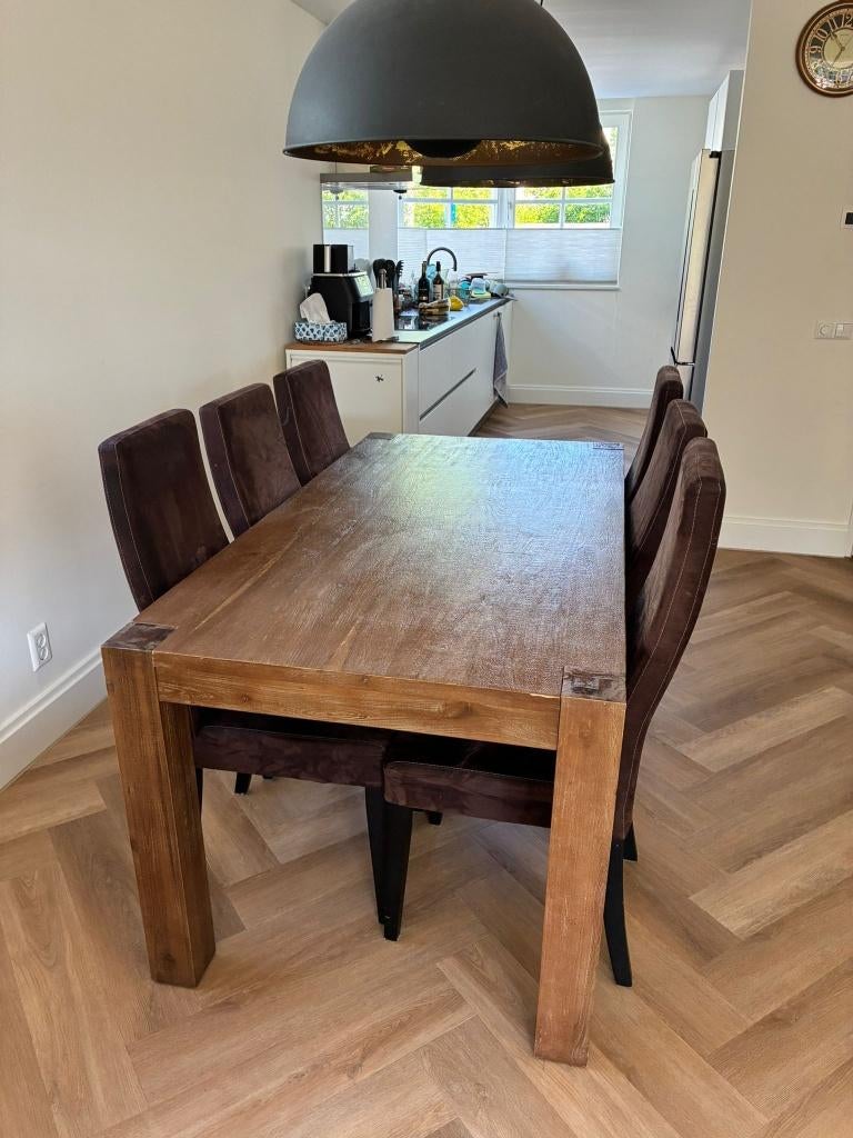 Goossens eettafel met 6 stoelen, Ophalen, Gebruikt, 50 tot 100 cm, Vijf personen of meer