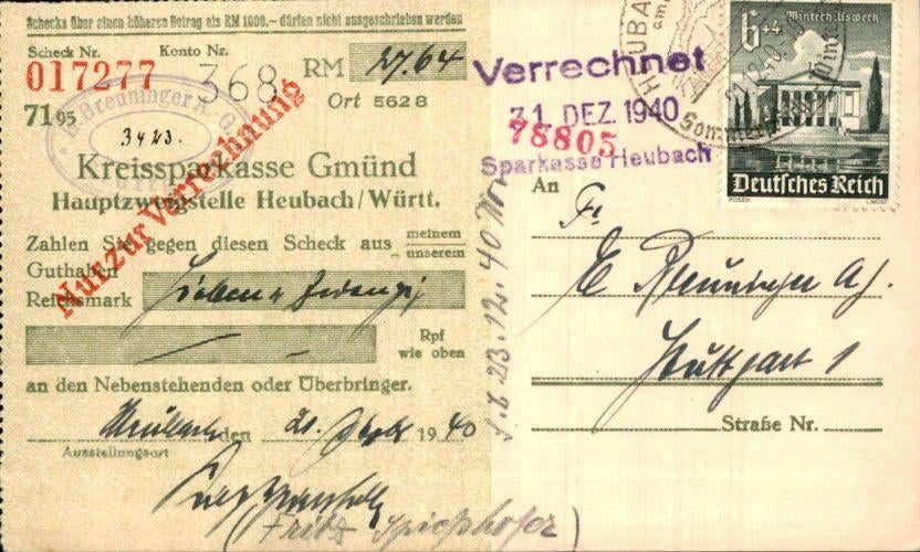 Derde Rijk - Propaganda - Sparkasse - 1940, Verzamelen, Verzenden, 1920 tot 1940, Gelopen, Duitsland