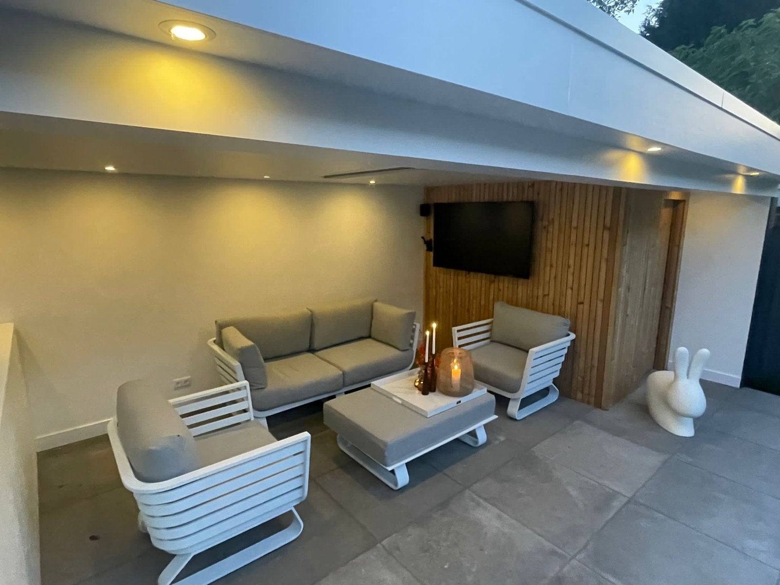 Santika Sovita Loungeset 5-delig Wit, Ophalen, 5 zitplaatsen, Loungeset, Bank