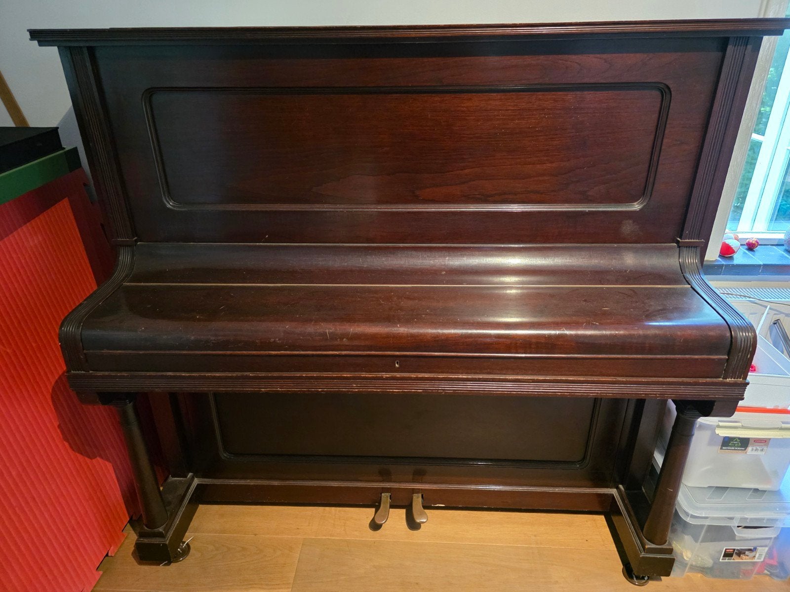 Tropische piano van W. Naessens & Co. - 1920., Muziek en Instrumenten, Ophalen, Gebruikt, Bruin, Piano