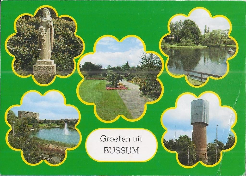 Z138 Gelopen ansichtkaart groeten uit bussum, Verzamelen, Ansichtkaarten | Nederland, Ophalen of Verzenden, 1980 tot heden, Gelopen