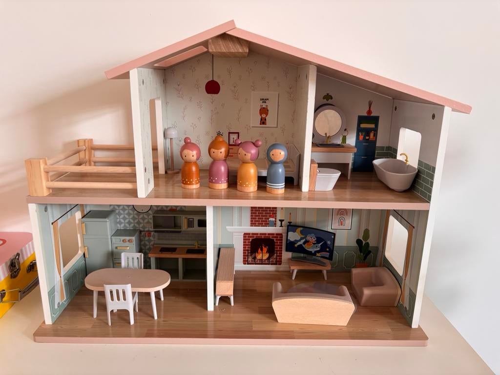 Poppenhuis compleet, Ophalen of Verzenden, Zo goed als nieuw, Poppenhuis