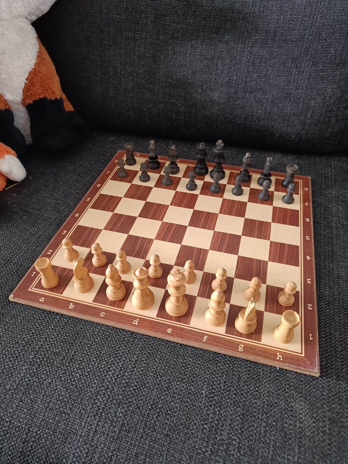 Schaakbord met houten speelstukken, Ophalen of Verzenden, Minder dan 500 stukjes, Gebruikt, Schaken