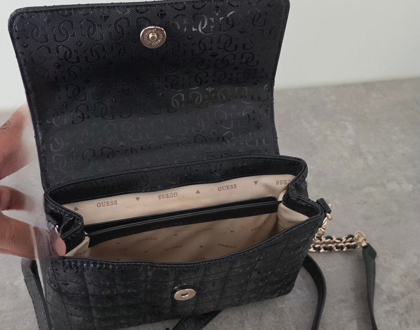GUESS handtas zwart lak, Ophalen of Verzenden, Nieuw, Zwart, Handtas