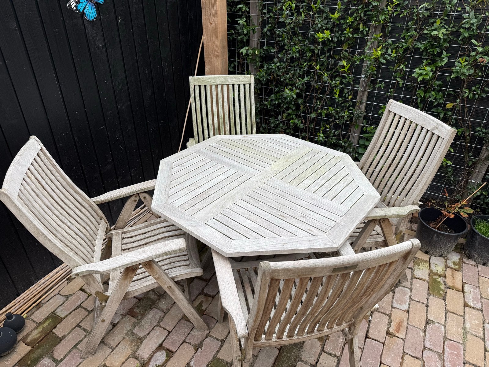 Teakhouten tuinset, Tuin en Terras, Ophalen, Gebruikt, Teakhout, Verstelbaar