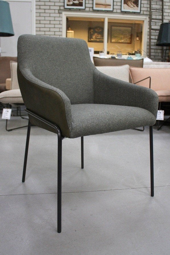 6x luxe eetkamerstoel Jolly Jess Design leer stof groen